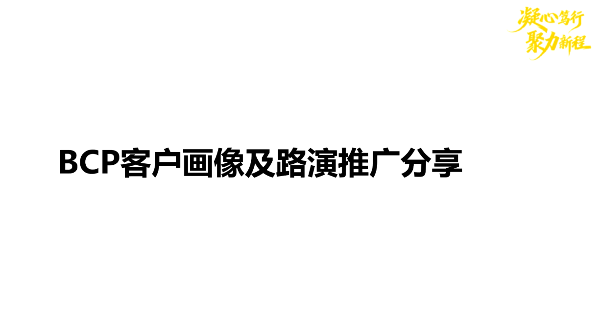 BCP客户画像及路演推广分享